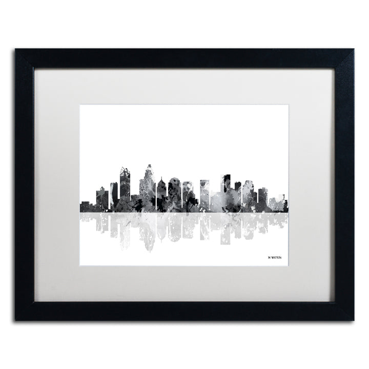 Marlene Watson Charlotte NC Skyline BG-1 Black Wooden Framed Art 18 x 22 Inches Image 1