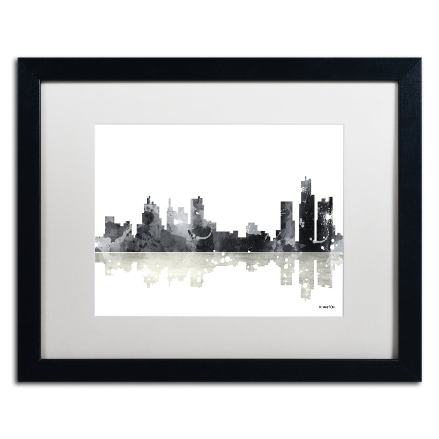 Marlene Watson Boston Mass Skyline BG-1 Black Wooden Framed Art 18 x 22 Inches Image 1