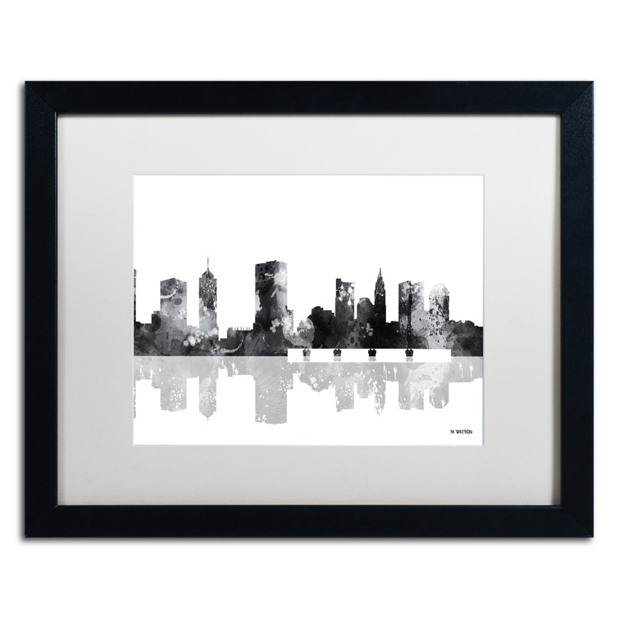 Marlene Watson Columbus Ohio Skyline BG-1 Black Wooden Framed Art 18 x 22 Inches Image 1