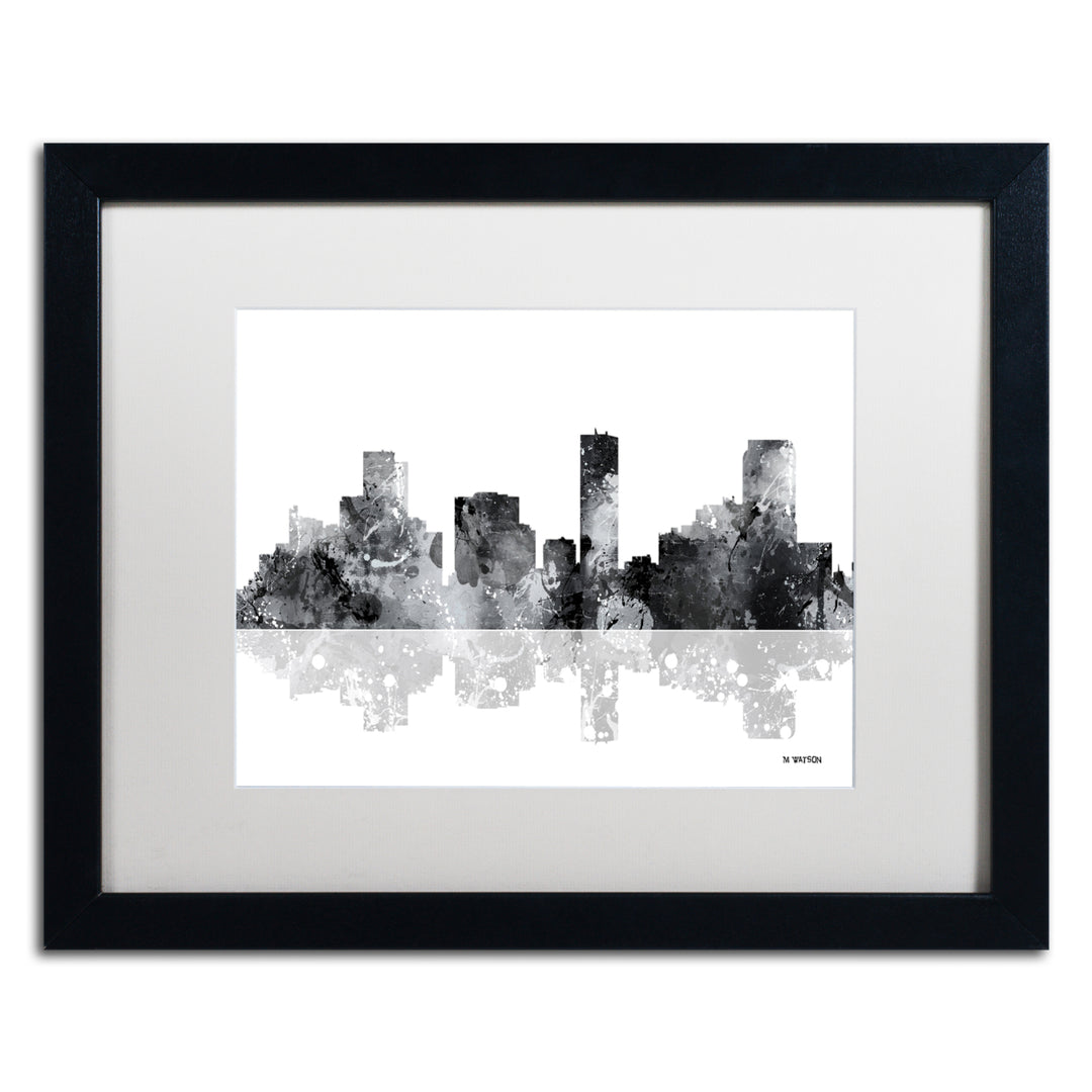 Marlene Watson Denver Colorado Skyline BG-1 Black Wooden Framed Art 18 x 22 Inches Image 1