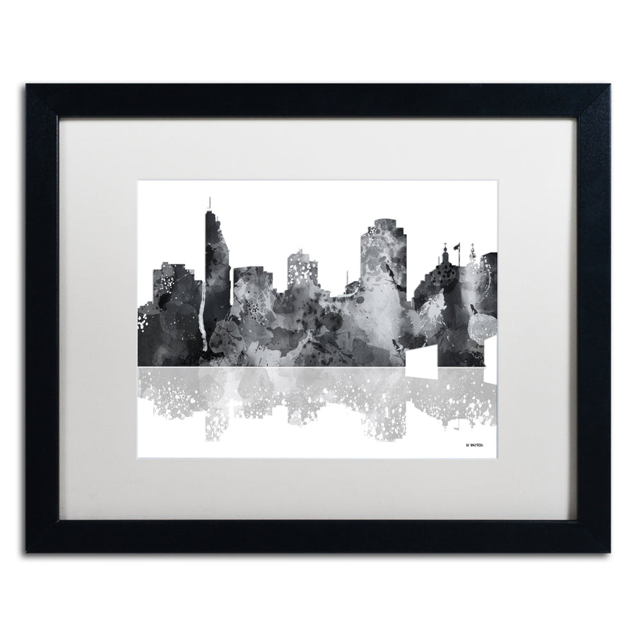 Marlene Watson Cincinatti Ohio Skyline BG-1 Black Wooden Framed Art 18 x 22 Inches Image 1