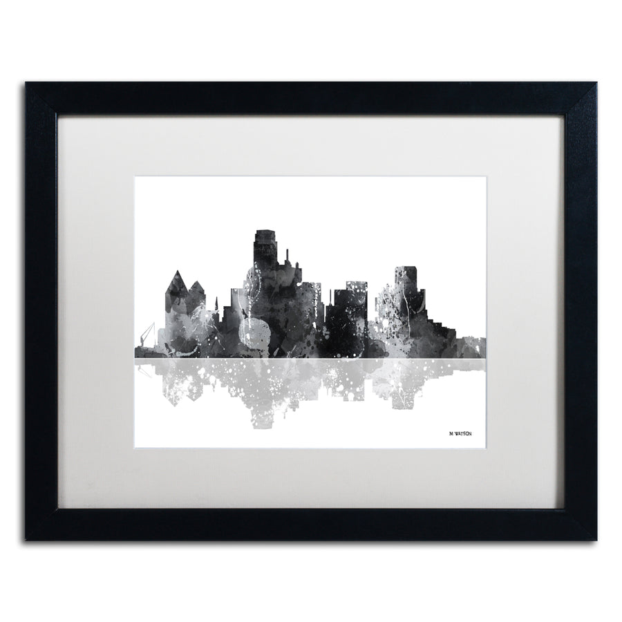 Marlene Watson Dallas Texas Skyline BG-1 Black Wooden Framed Art 18 x 22 Inches Image 1