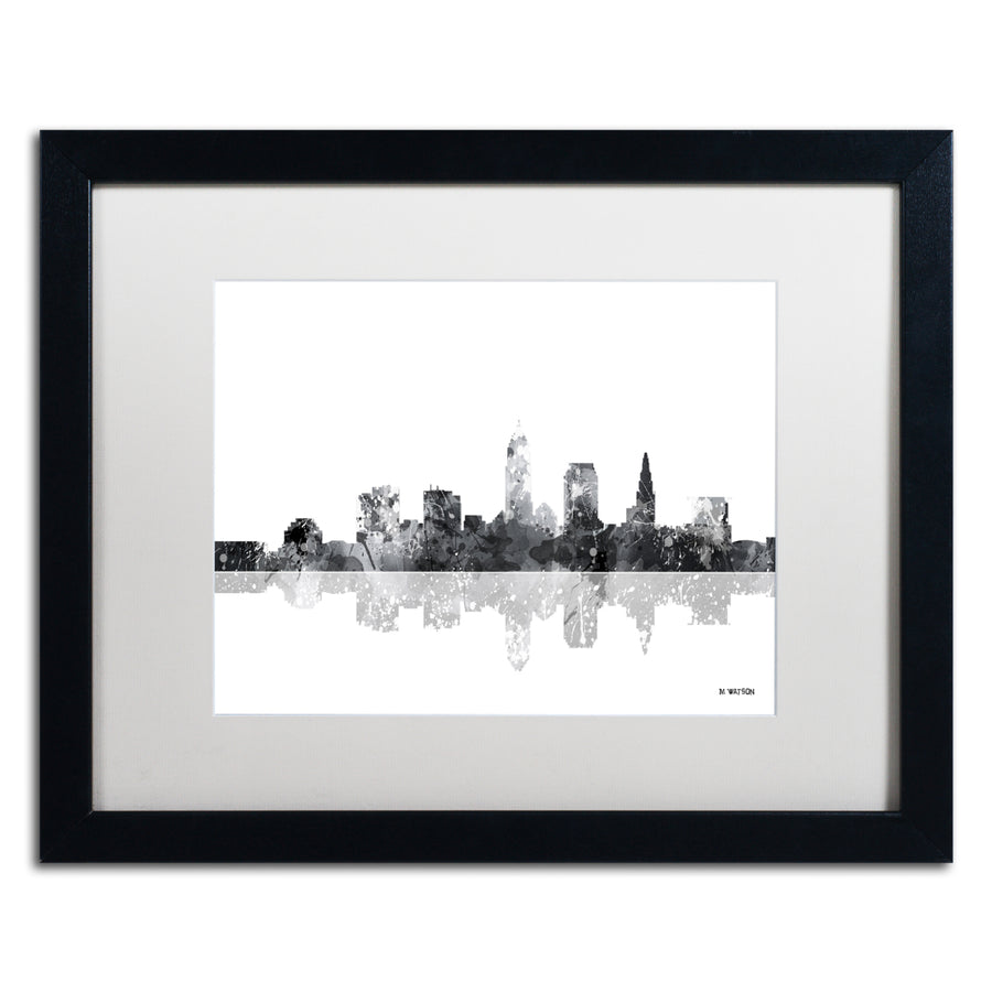 Marlene Watson Cleveland Ohio Skyline BG-1 Black Wooden Framed Art 18 x 22 Inches Image 1