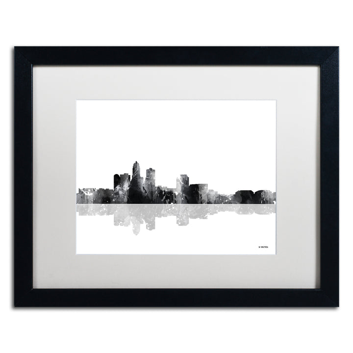Marlene Watson Des Moines Iowa Skyline BG-1 Black Wooden Framed Art 18 x 22 Inches Image 1