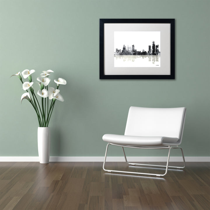 Marlene Watson Boston Mass Skyline BG-1 Black Wooden Framed Art 18 x 22 Inches Image 2