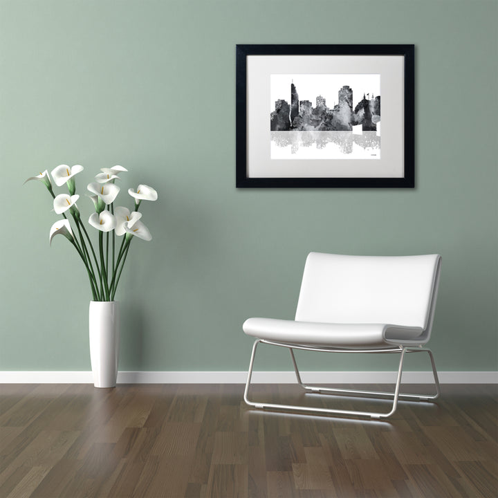 Marlene Watson Cincinatti Ohio Skyline BG-1 Black Wooden Framed Art 18 x 22 Inches Image 2