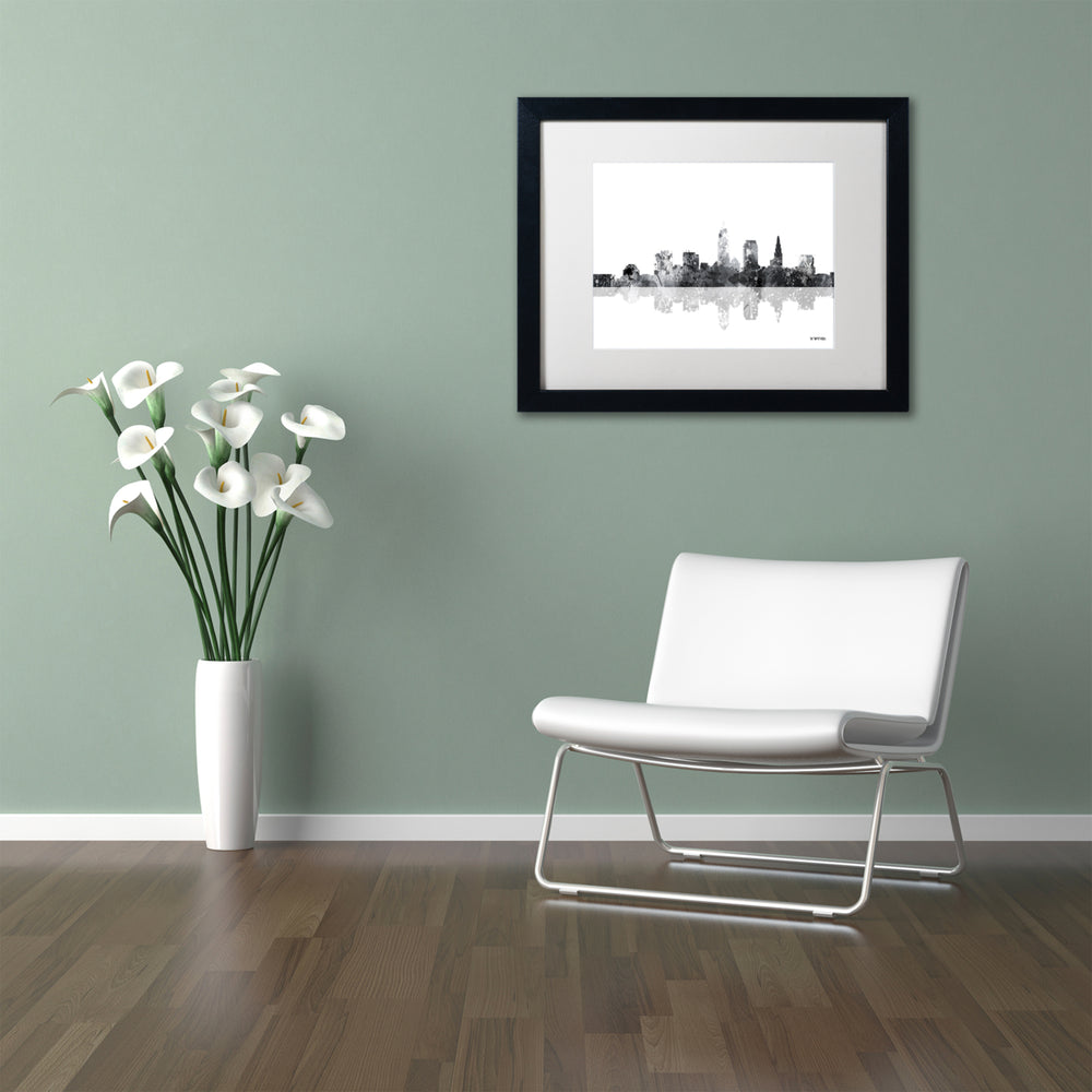 Marlene Watson Cleveland Ohio Skyline BG-1 Black Wooden Framed Art 18 x 22 Inches Image 2