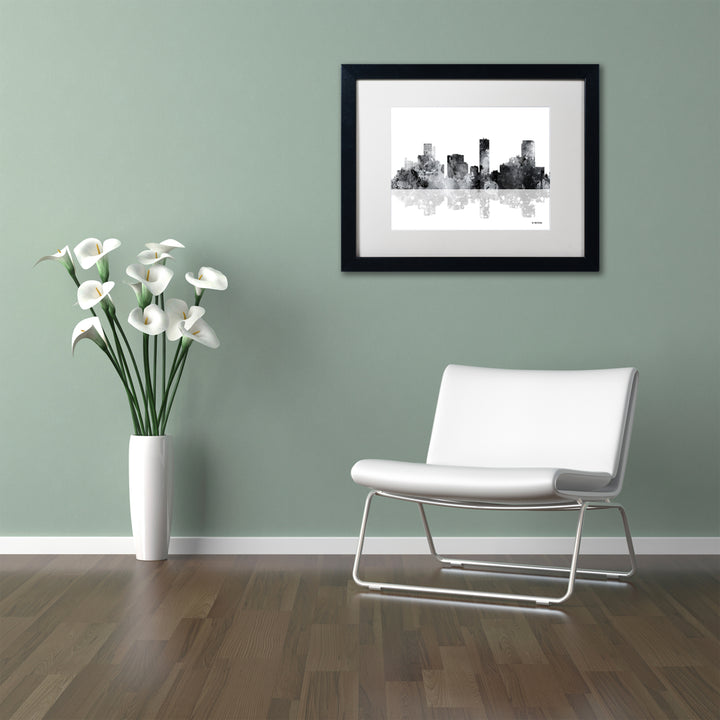 Marlene Watson Denver Colorado Skyline BG-1 Black Wooden Framed Art 18 x 22 Inches Image 2