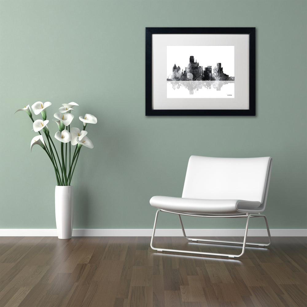 Marlene Watson Dallas Texas Skyline BG-1 Black Wooden Framed Art 18 x 22 Inches Image 2