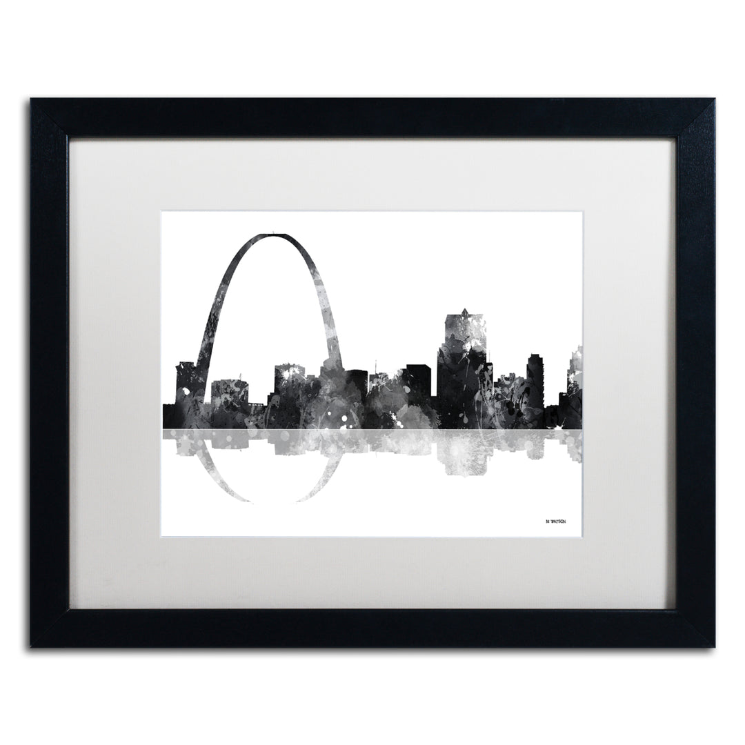 Marlene Watson Gateway Arch St Louis Skyline BG-1 Black Wooden Framed Art 18 x 22 Inches Image 1