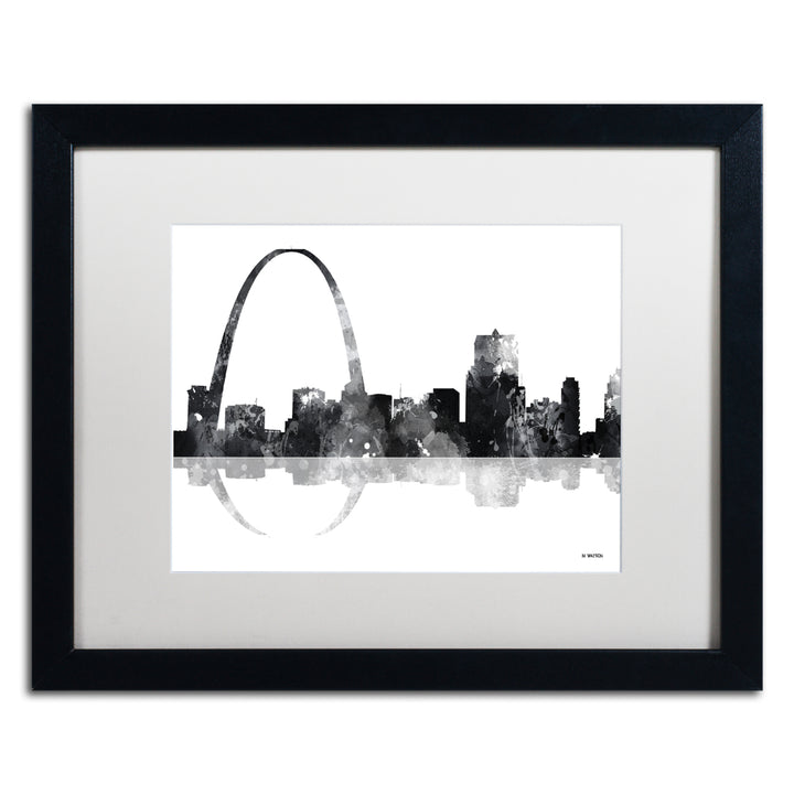 Marlene Watson Gateway Arch St Louis Skyline BG-1 Black Wooden Framed Art 18 x 22 Inches Image 1