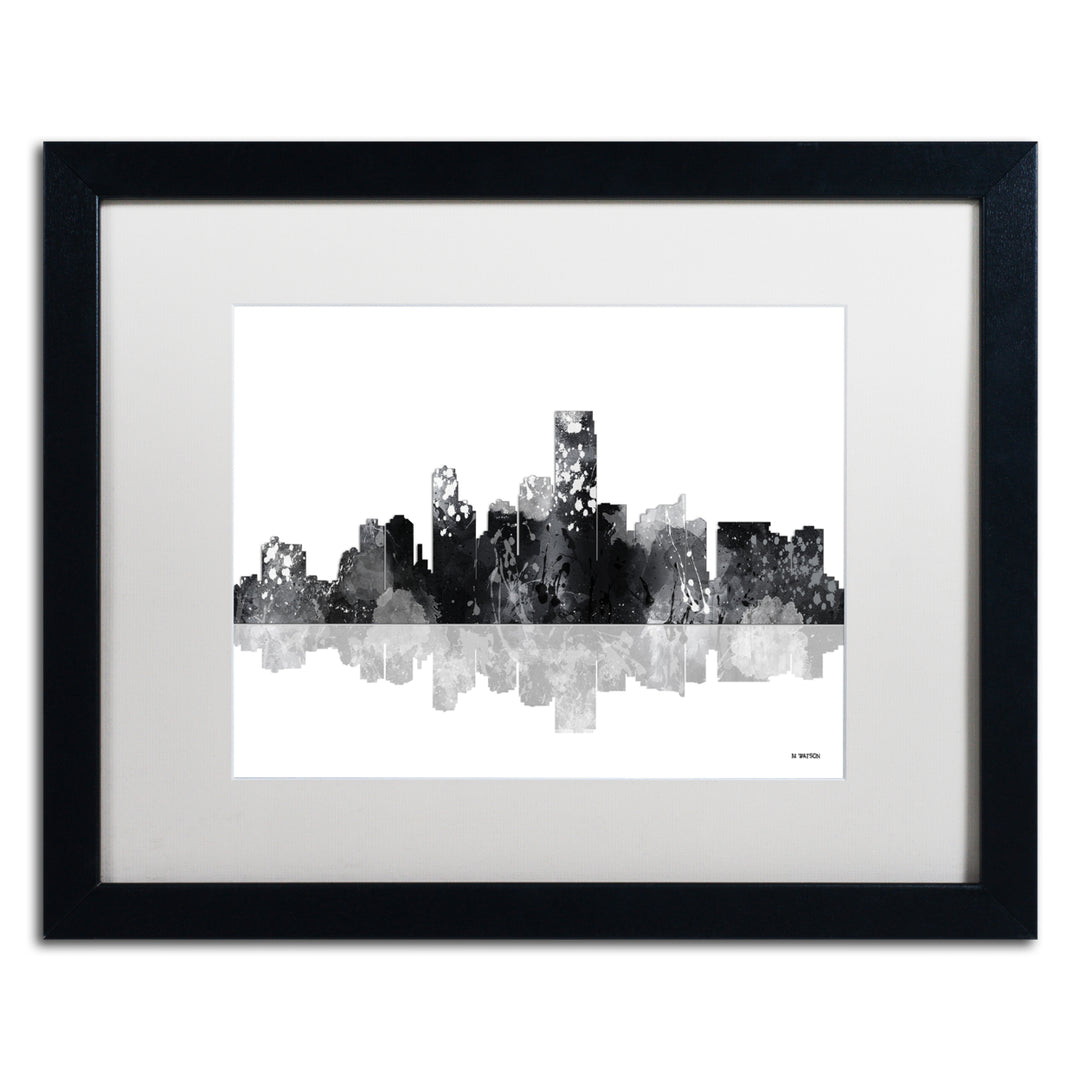 Marlene Watson Jersey City  Jersey Skyline BG-1 Black Wooden Framed Art 18 x 22 Inches Image 1
