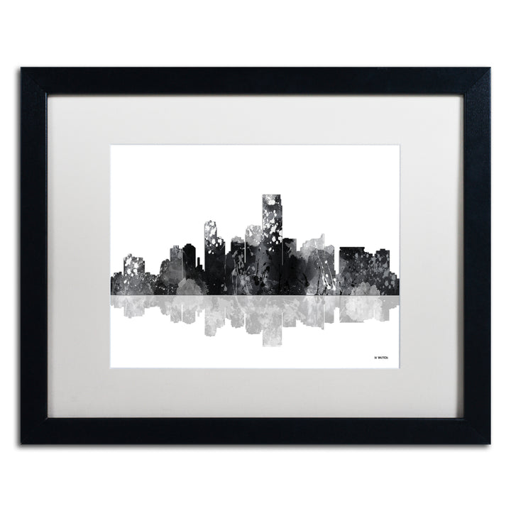 Marlene Watson Jersey City  Jersey Skyline BG-1 Black Wooden Framed Art 18 x 22 Inches Image 1