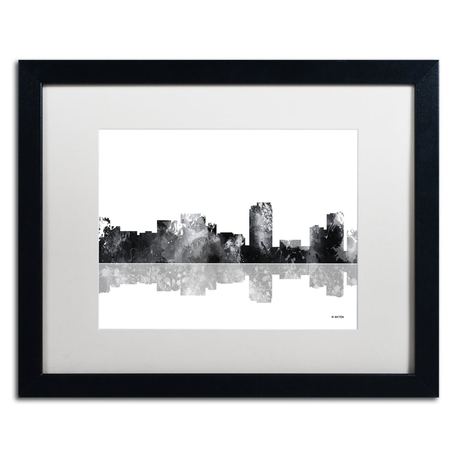 Marlene Watson Honolulu Hawaii Skyline BG-1 Black Wooden Framed Art 18 x 22 Inches Image 1