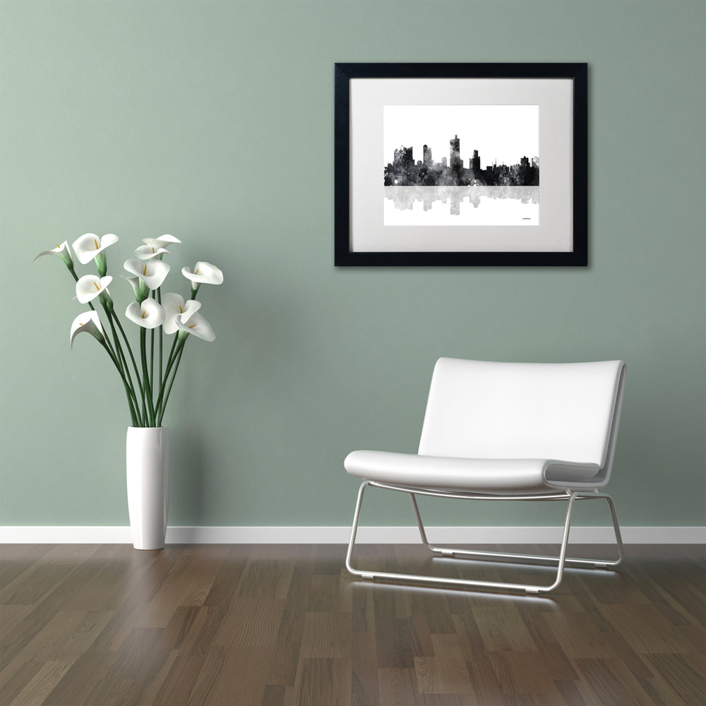 Marlene Watson Fort Worth Texas Skyline BG-1 Black Wooden Framed Art 18 x 22 Inches Image 2