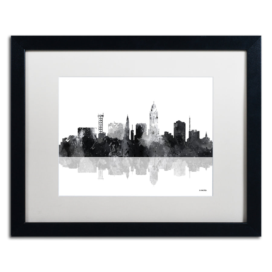 Marlene Watson Lincoln Nebraska Skyline BG-1 Black Wooden Framed Art 18 x 22 Inches Image 1