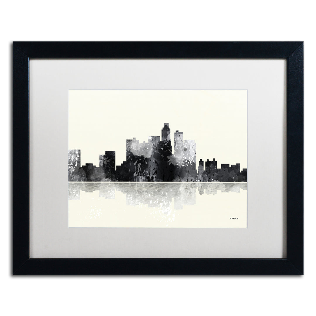 Marlene Watson Los Angeles California Skyline BG-1 Black Wooden Framed Art 18 x 22 Inches Image 1