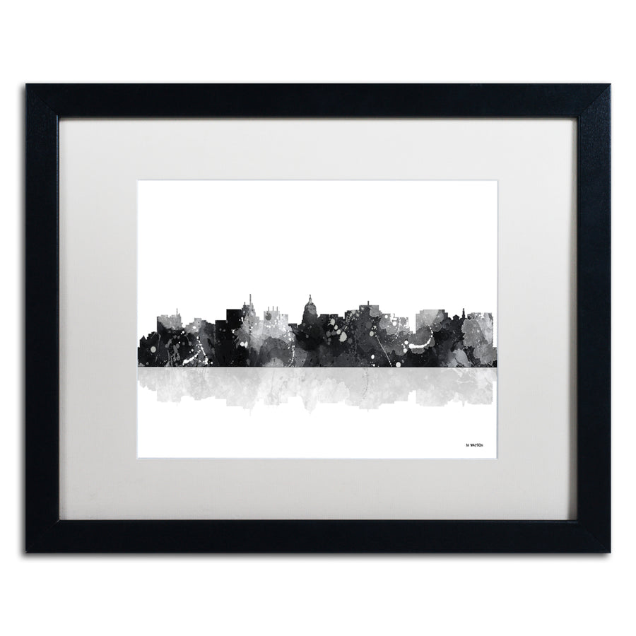 Marlene Watson Madison Wisconsin Skyline BG-1 Black Wooden Framed Art 18 x 22 Inches Image 1