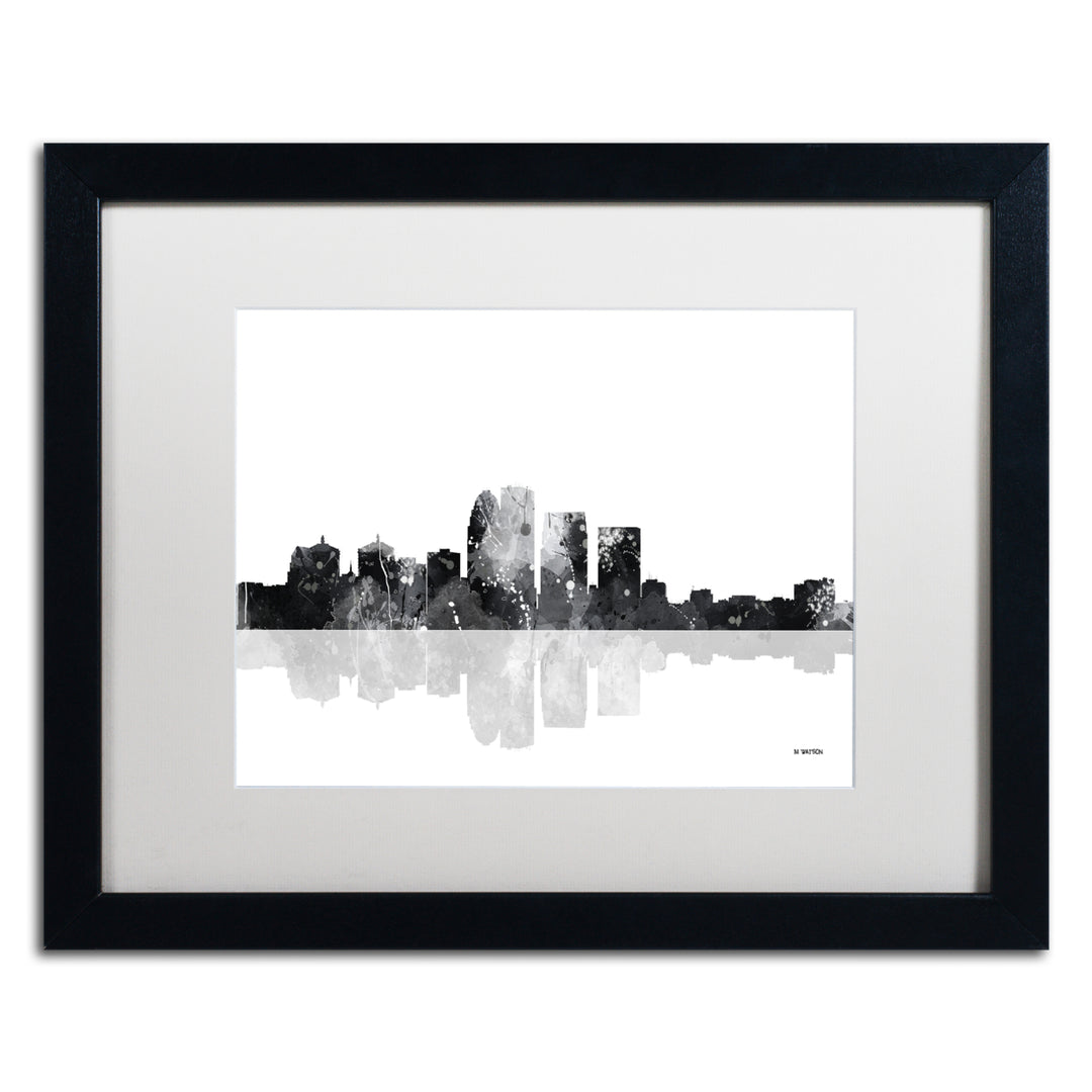 Marlene Watson Louisville Kentucky Skyline BG-1 Black Wooden Framed Art 18 x 22 Inches Image 1