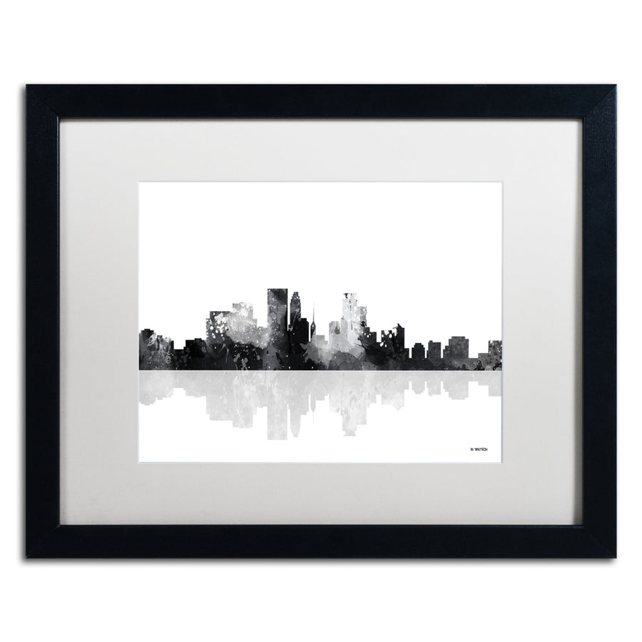 Marlene Watson Minneapolis Minnesota Skyline BG-1 Black Wooden Framed Art 18 x 22 Inches Image 1