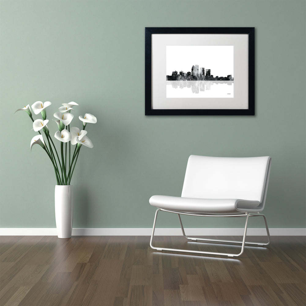 Marlene Watson Louisville Kentucky Skyline BG-1 Black Wooden Framed Art 18 x 22 Inches Image 2