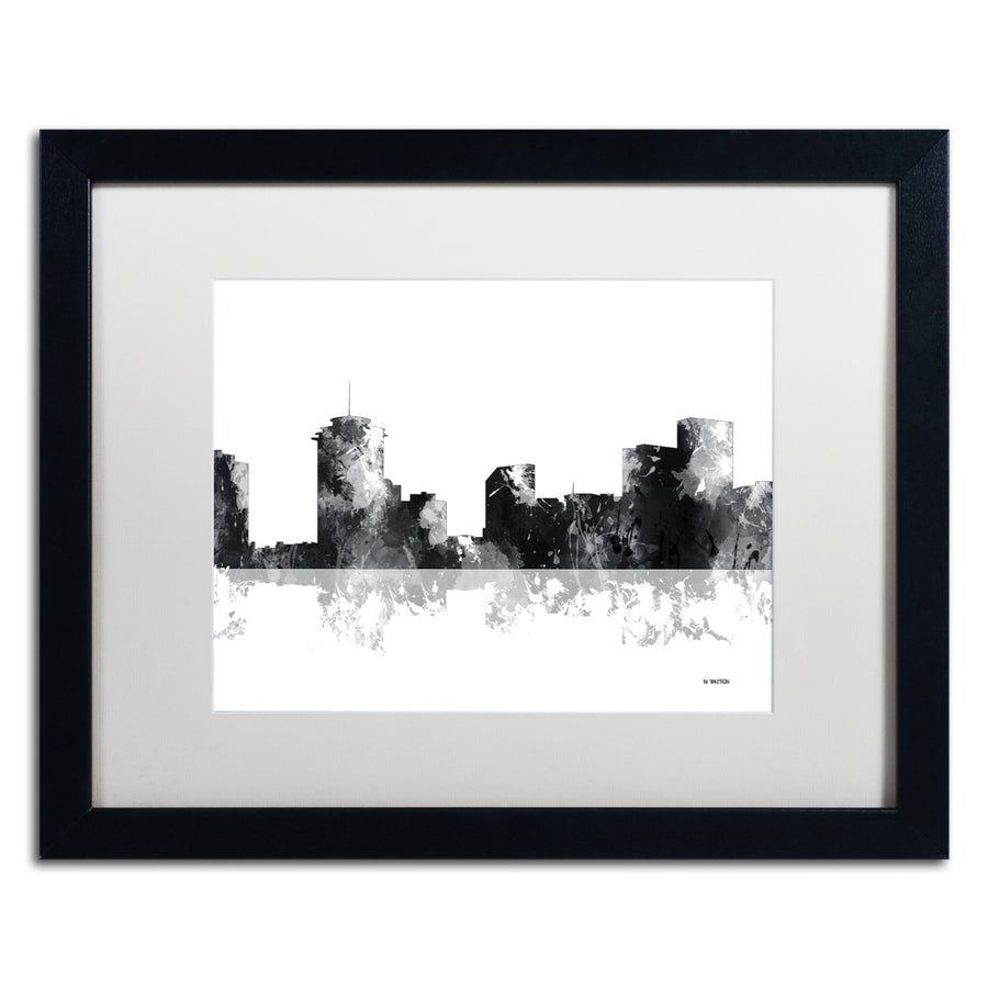 Marlene Watson  Orleans Louisiana Skyline BG-1 Black Wooden Framed Art 18 x 22 Inches Image 1