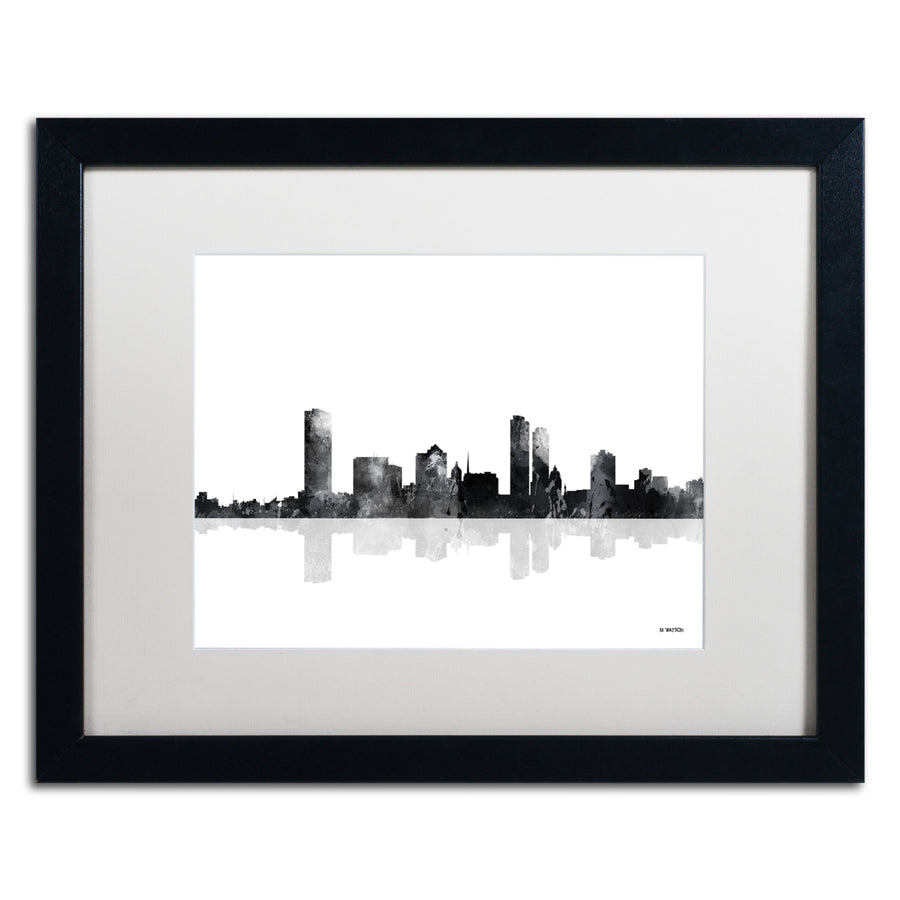 Marlene Watson Milwaukee Wisconsin Skyline BG-1 Black Wooden Framed Art 18 x 22 Inches Image 1