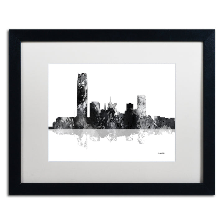 Marlene Watson Oklahoma City Oklahoma Skyline BG-1 Black Wooden Framed Art 18 x 22 Inches Image 1