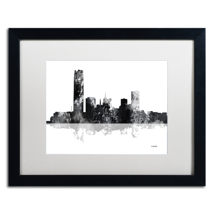 Marlene Watson Oklahoma City Oklahoma Skyline BG-1 Black Wooden Framed Art 18 x 22 Inches Image 1
