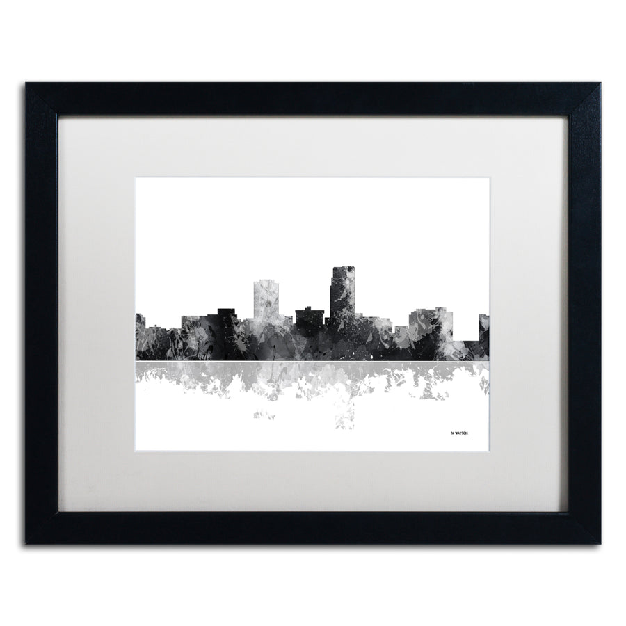 Marlene Watson Omaha Nebraska Skyline BG-1 Black Wooden Framed Art 18 x 22 Inches Image 1