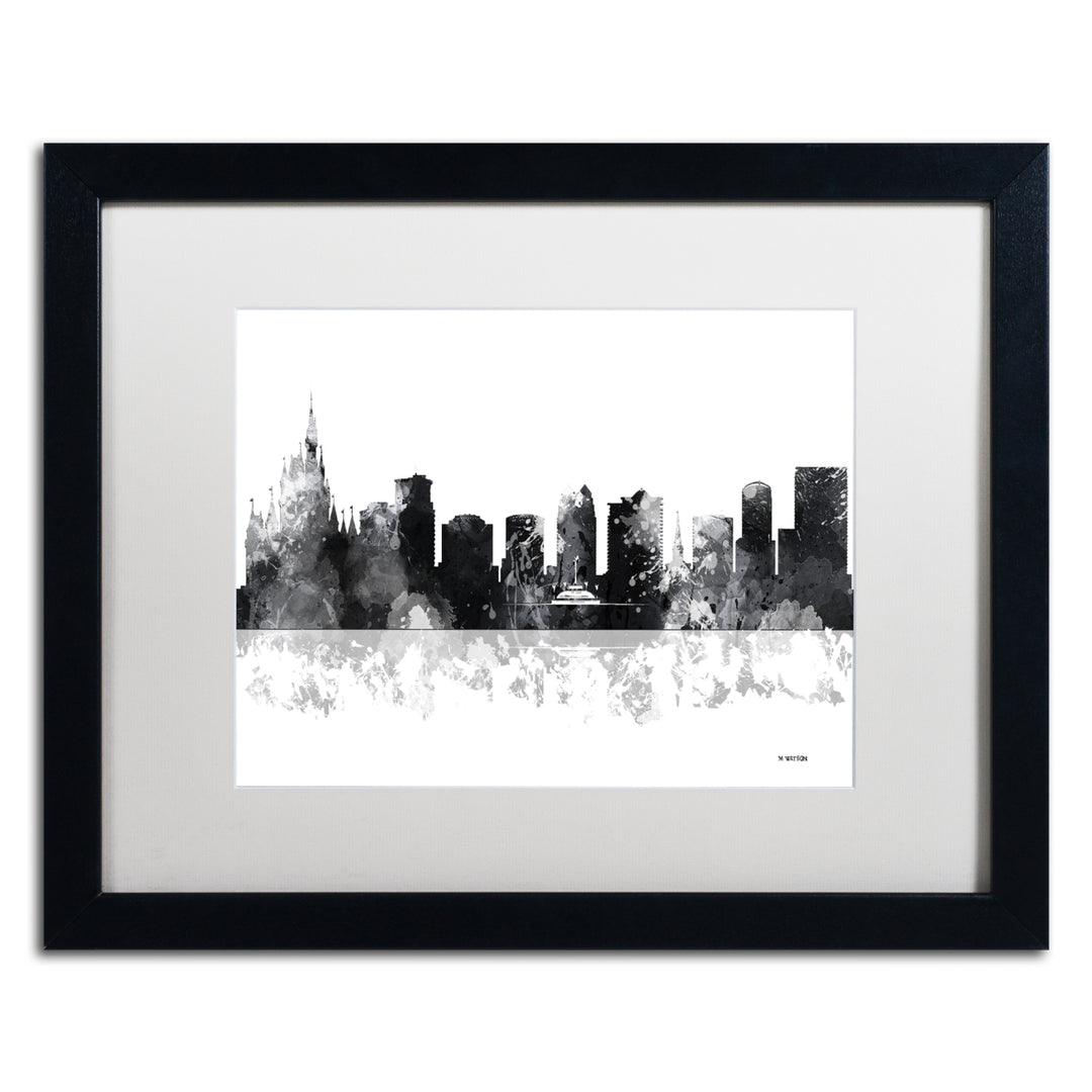 Marlene Watson Orlando Florida Skyline BG-1 Black Wooden Framed Art 18 x 22 Inches Image 1