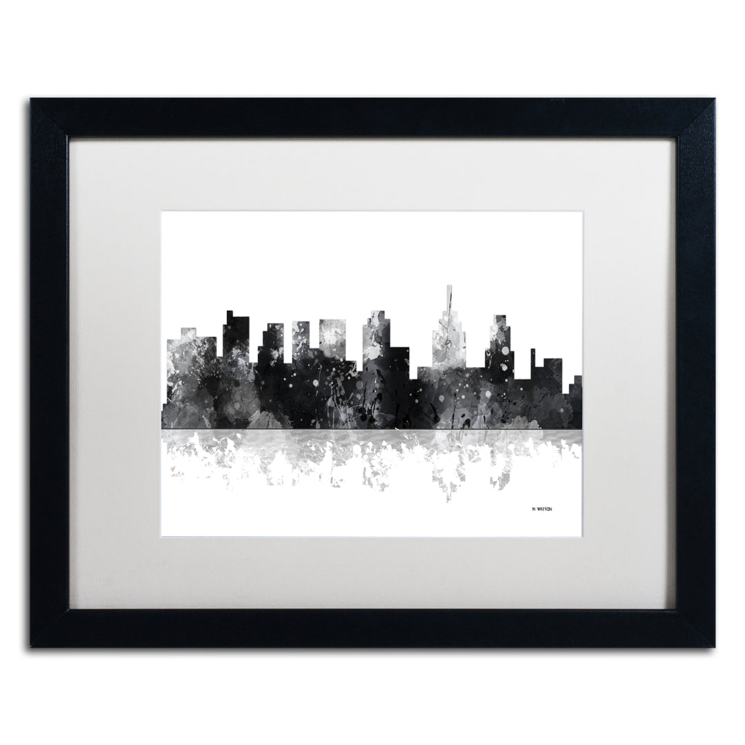 Marlene Watson Philadelphia Skyline BG-1 Black Wooden Framed Art 18 x 22 Inches Image 1