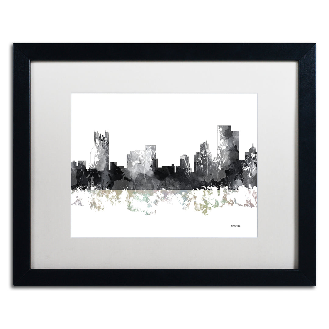 Marlene Watson Pittsburgh PA Skyline BG-1 Black Wooden Framed Art 18 x 22 Inches Image 1