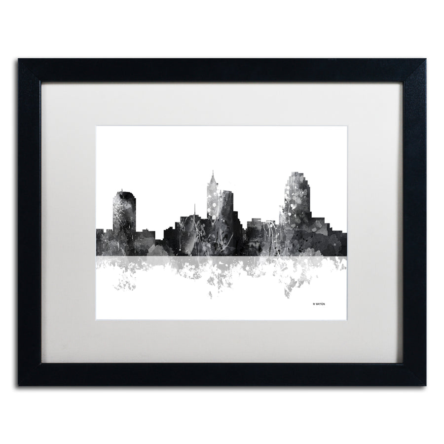 Marlene Watson Raleigh North Carolina Skyline BG-1 Black Wooden Framed Art 18 x 22 Inches Image 1