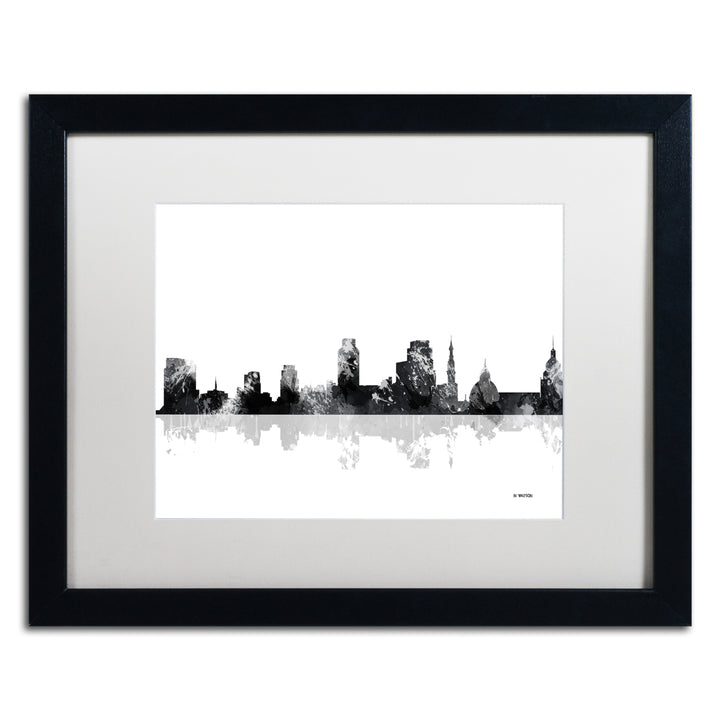 Marlene Watson Sacramento California Skyline BG-1 Black Wooden Framed Art 18 x 22 Inches Image 1