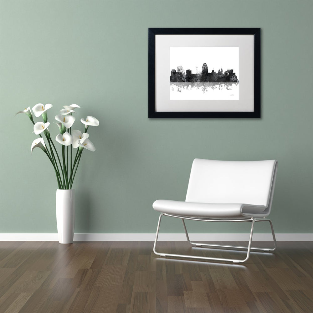 Marlene Watson San Antonio Texas Skyline BG-1 Black Wooden Framed Art 18 x 22 Inches Image 2