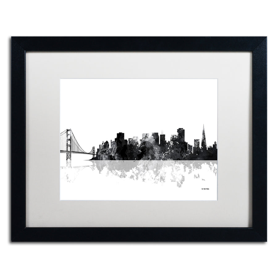 Marlene Watson San Francisco CA Skyline BG-1 Black Wooden Framed Art 18 x 22 Inches Image 1
