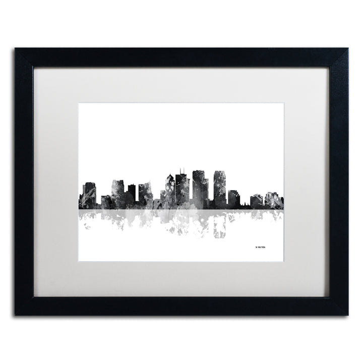 Marlene Watson Tampa Florida Skyline BG-1 Black Wooden Framed Art 18 x 22 Inches Image 1