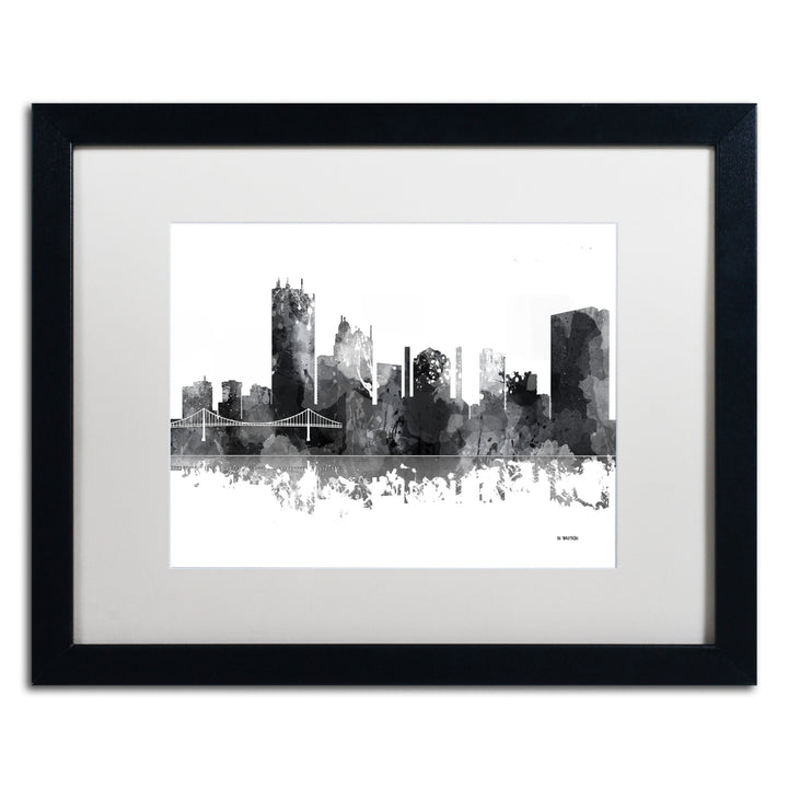 Marlene Watson Toledo Ohio Skyline BG-1 Black Wooden Framed Art 18 x 22 Inches Image 1