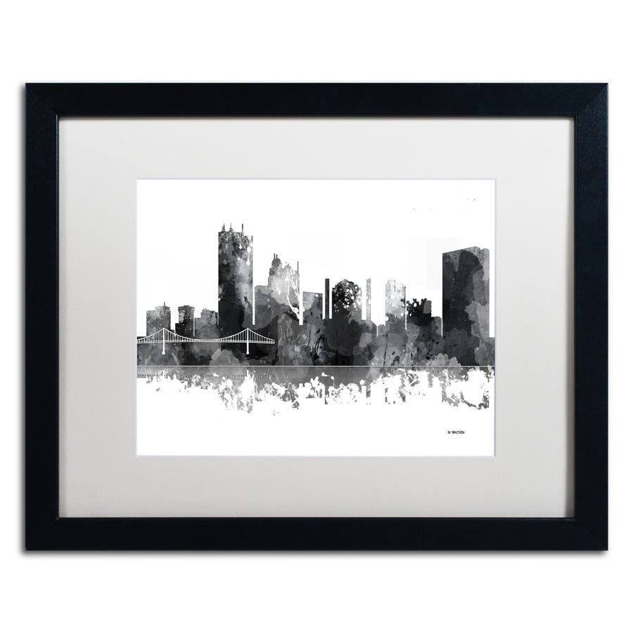 Marlene Watson Toledo Ohio Skyline BG-1 Black Wooden Framed Art 18 x 22 Inches Image 1