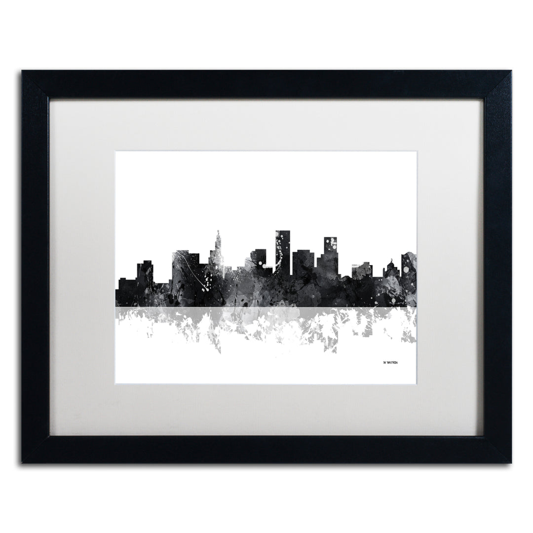 Marlene Watson St Paul Minnesota Skyline BG-1 Black Wooden Framed Art 18 x 22 Inches Image 1