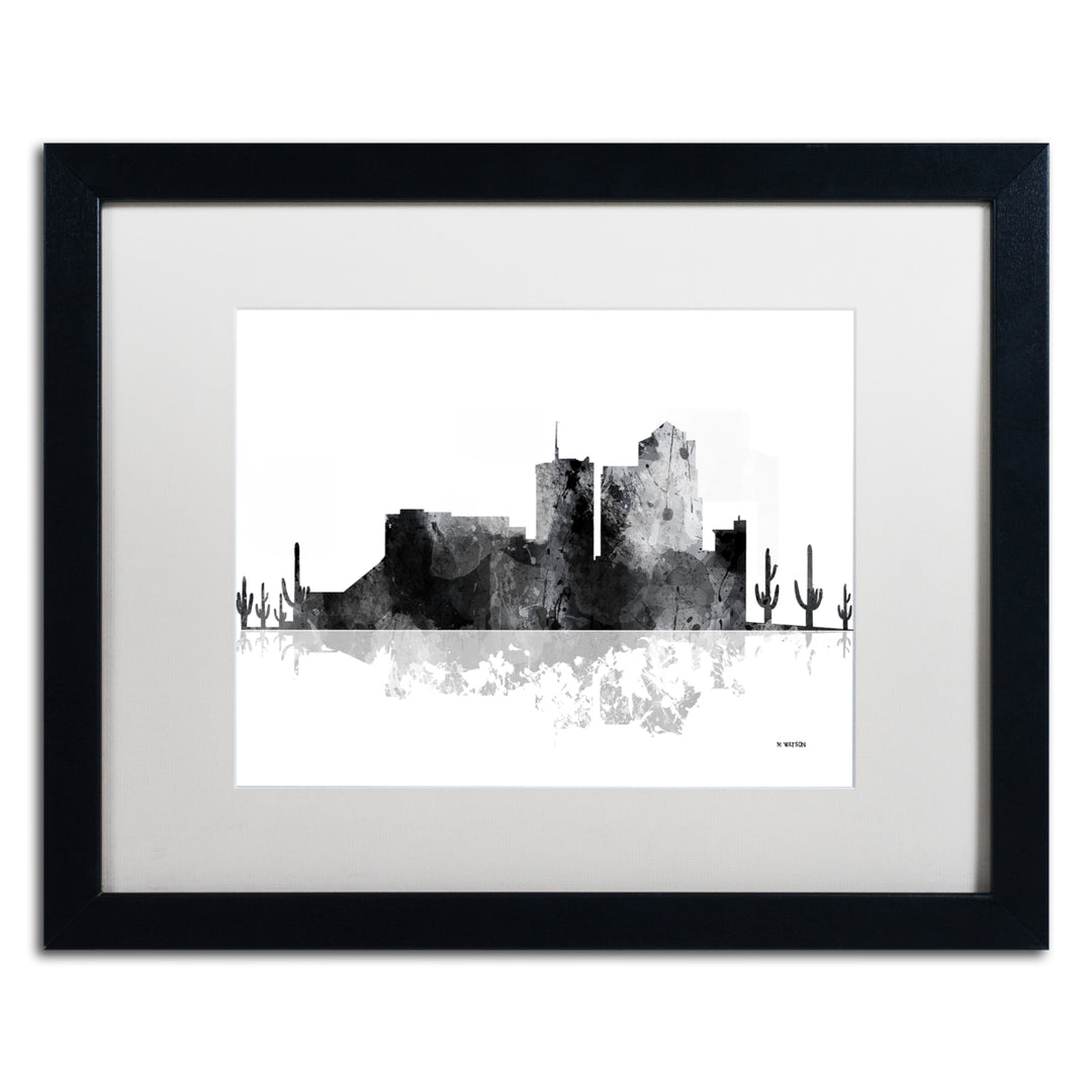 Marlene Watson Tucson Arizona Skyline BG-1 Black Wooden Framed Art 18 x 22 Inches Image 1