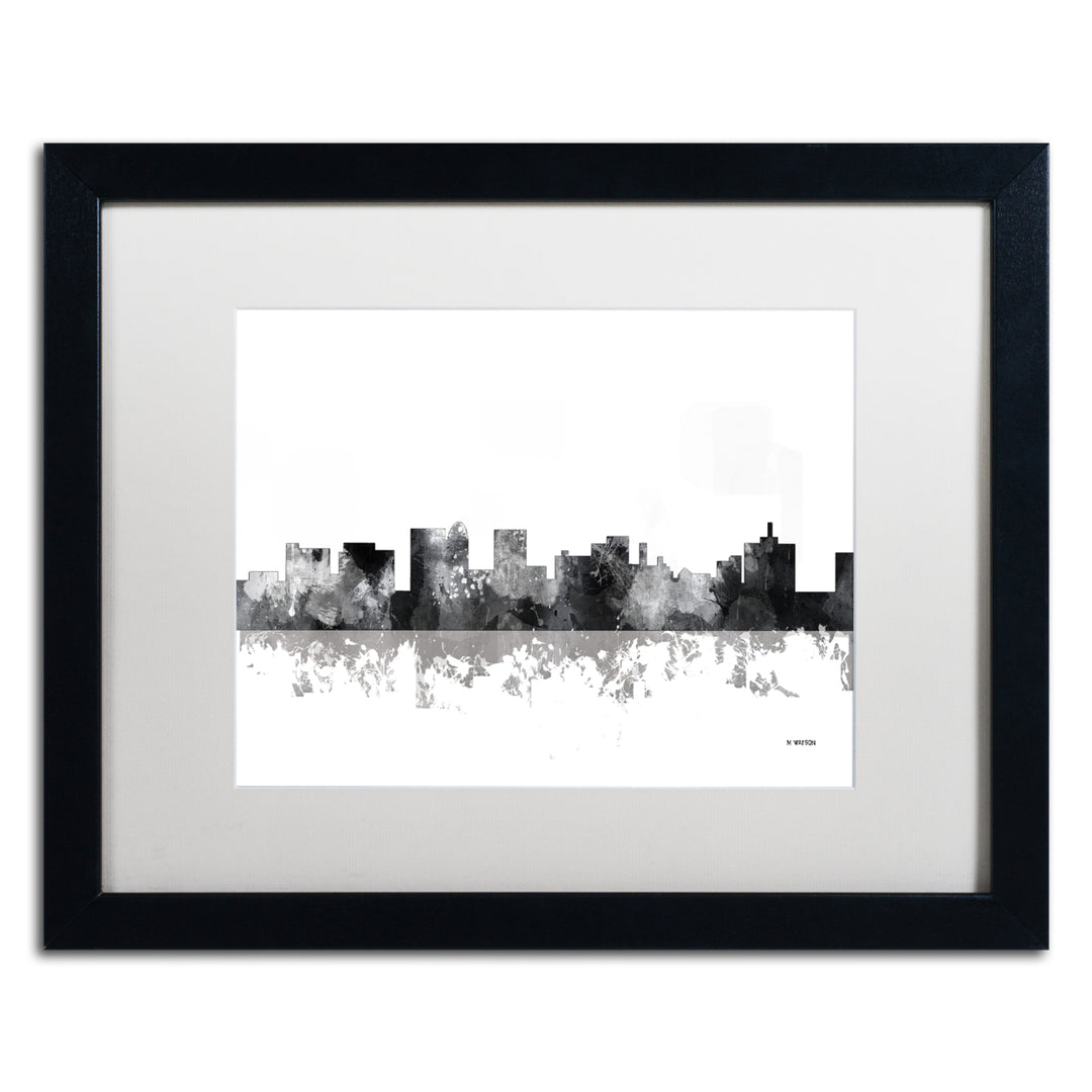 Marlene Watson Topeka Kansas Skyline BG-1 Black Wooden Framed Art 18 x 22 Inches Image 1