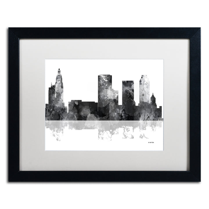 Marlene Watson Tulsa Oklahoma Skyline BG-1 Black Wooden Framed Art 18 x 22 Inches Image 1