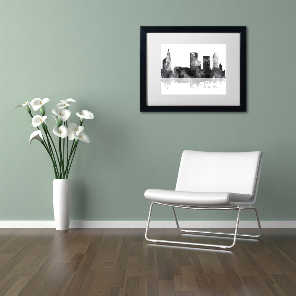Marlene Watson Tulsa Oklahoma Skyline BG-1 Black Wooden Framed Art 18 x 22 Inches Image 2