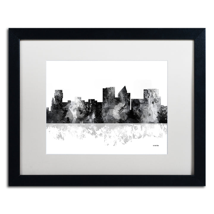 Marlene Watson Witchita Kansas Skyline BG-1 Black Wooden Framed Art 18 x 22 Inches Image 1