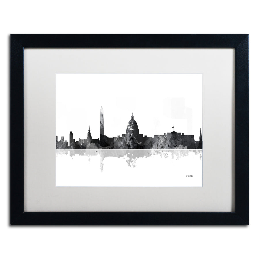 Marlene Watson Washington DC Skyline BG-1 Black Wooden Framed Art 18 x 22 Inches Image 1