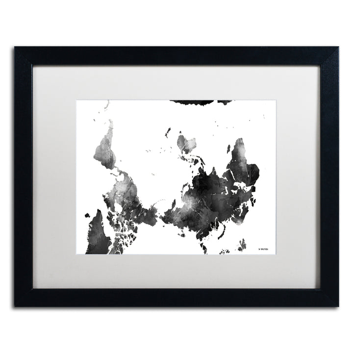 Marlene Watson Upside Down Map of the World BG-1 Black Wooden Framed Art 18 x 22 Inches Image 1