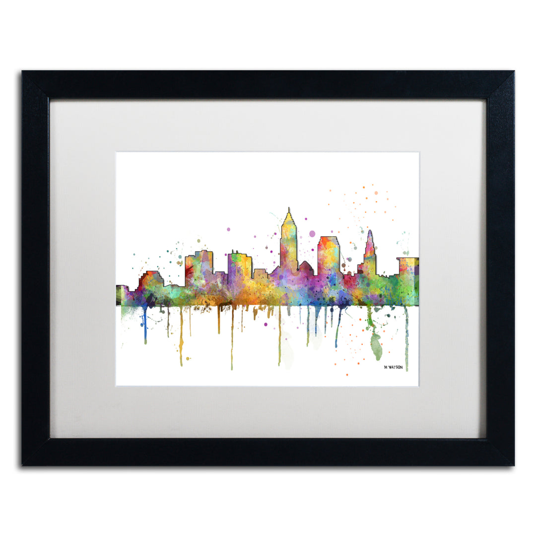 Marlene Watson Cleveland Ohio Skyline Mclr-1 Black Wooden Framed Art 18 x 22 Inches Image 1