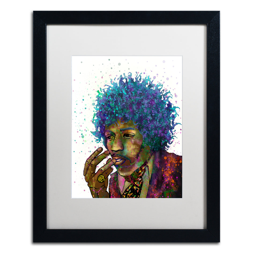 Marlene Watson Jimi Hendrix Black Wooden Framed Art 18 x 22 Inches Image 1